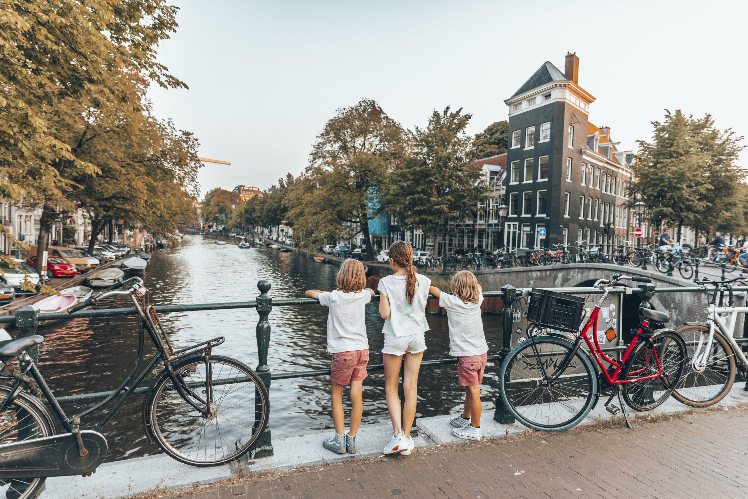 Amsterdam canal with kids