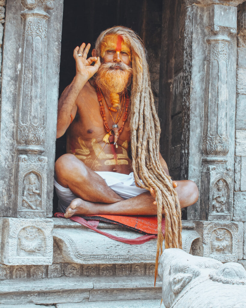 katmandu nepal guru dreadlocks painted face